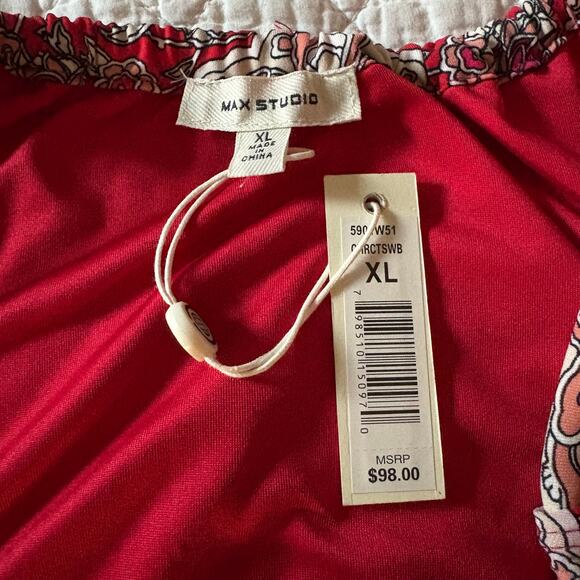MAX STUDIO Paisley Shift Dress Red/Peach Sz XL Spring Wedding Easter Picnic Date - Picture 7 of 9